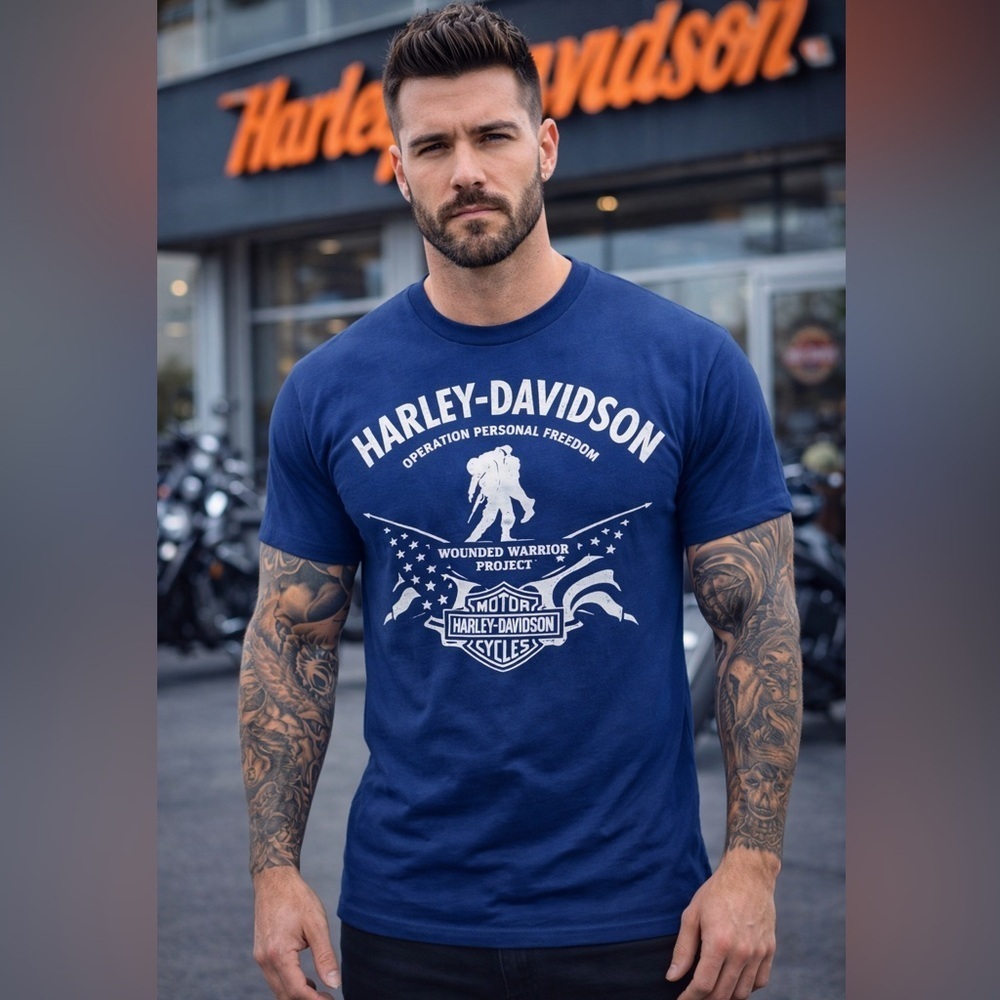 Harley-Davidson wounded warrior project Blue Graphic T-Shirt - Picture 3 of 10